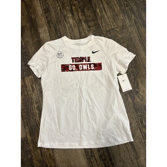 Nike Temple Owls Dri-Fit Cotton Tee T-Shirt Medium White Red Camo - Picture 1 of 7